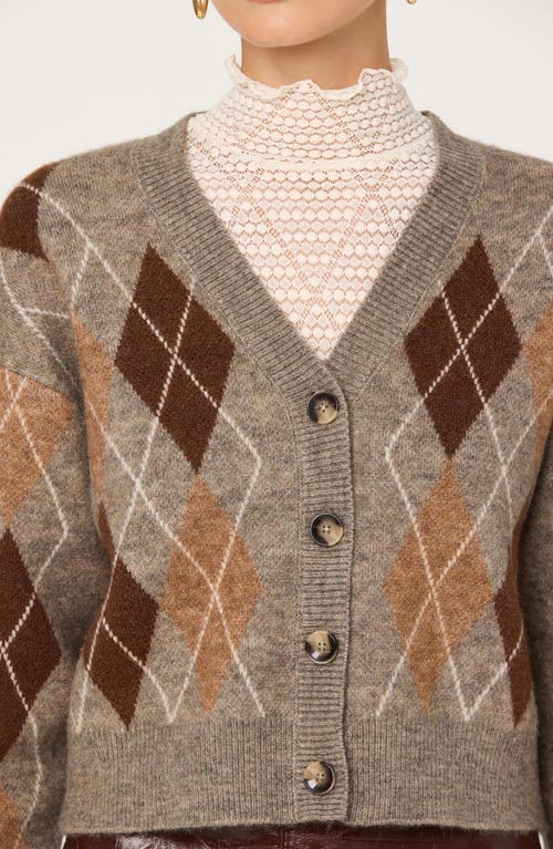 Astr The Label Ashtyn Argyle Cardigan In Brown