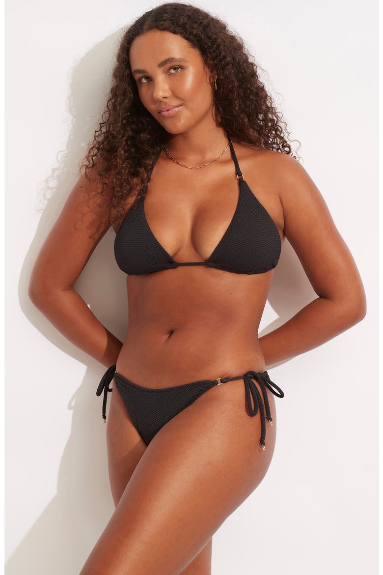 Rio Side Tie Bikini Bottoms, Alternate, color, BLACK