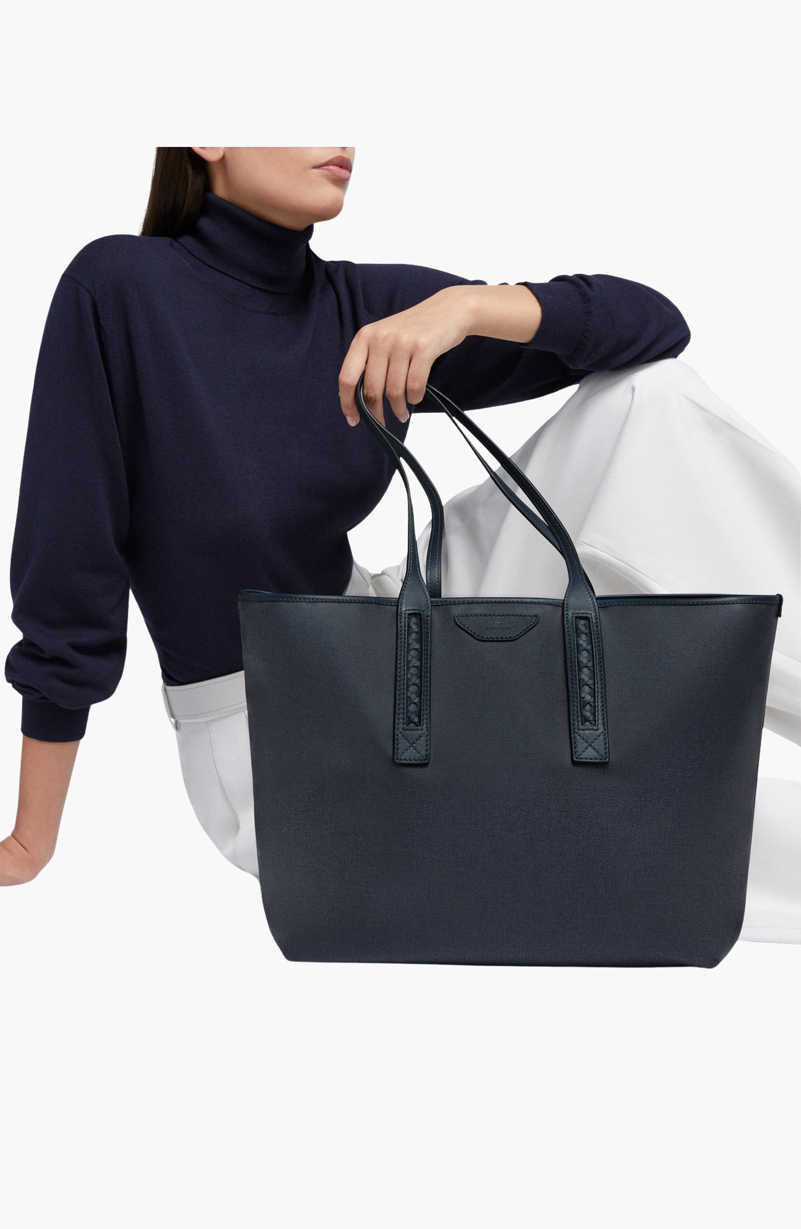 Aviteur Newport Supple Canvas Water-Resistant Tote Bag, Alternate, color, Blu Nautico