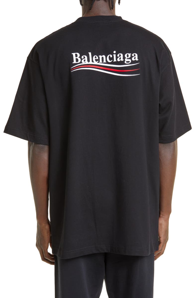 Balenciaga Campaign Logo Oversize Cotton Graphic Tee, Alternate, color, 