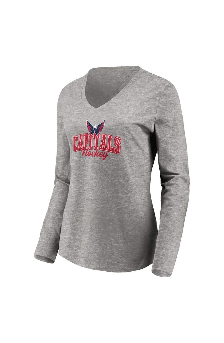 FANATICS Women's Fanatics Branded Red/Heathered Gray Washington Capitals Short Sleeve & Long Sleeve V-Neck T-Shirt Combo Pack, Alternate, color, 