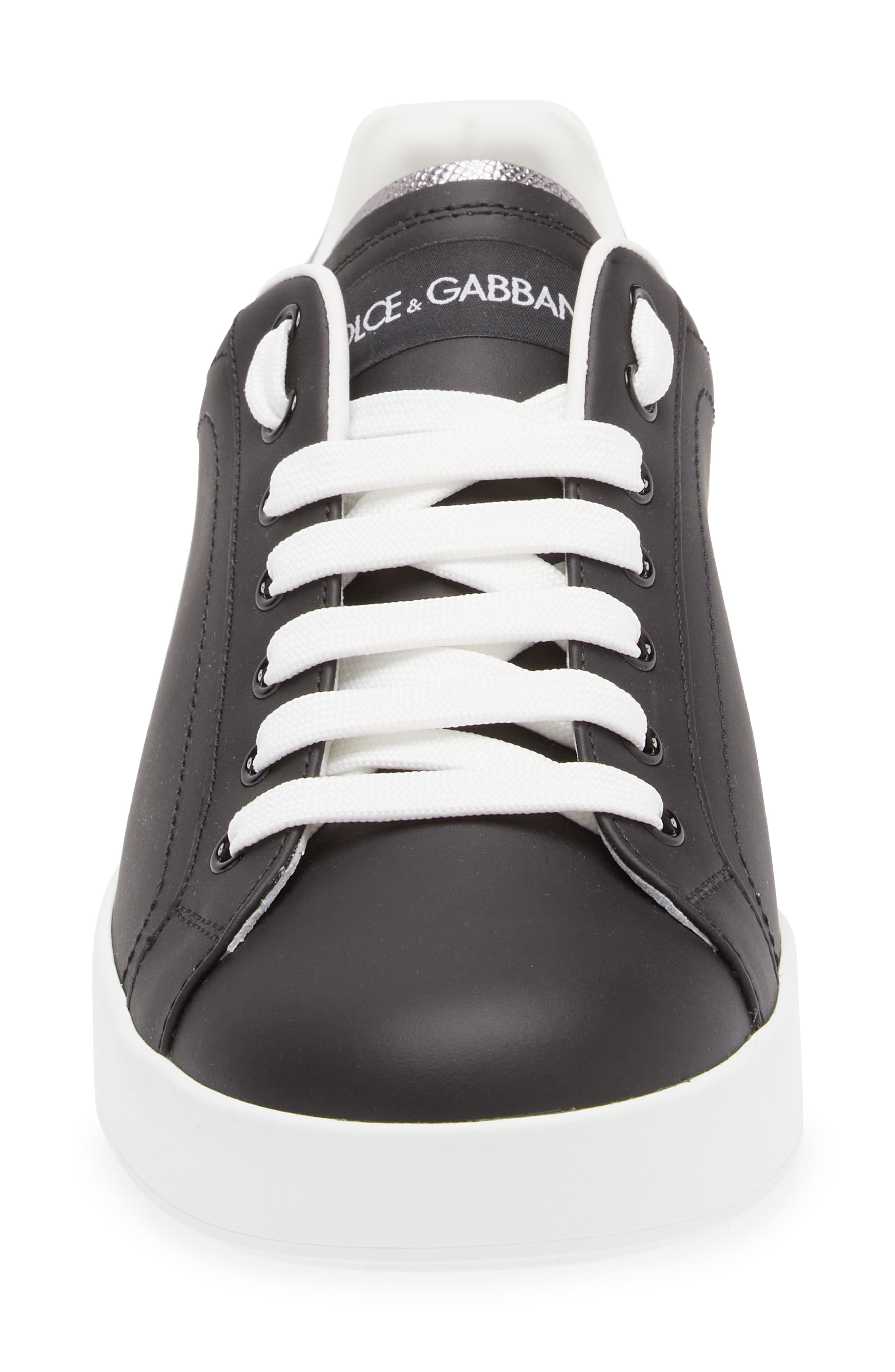 Dolce&Gabbana Portofino Sneaker, Alternate, color, 8B979 Black/ Silver