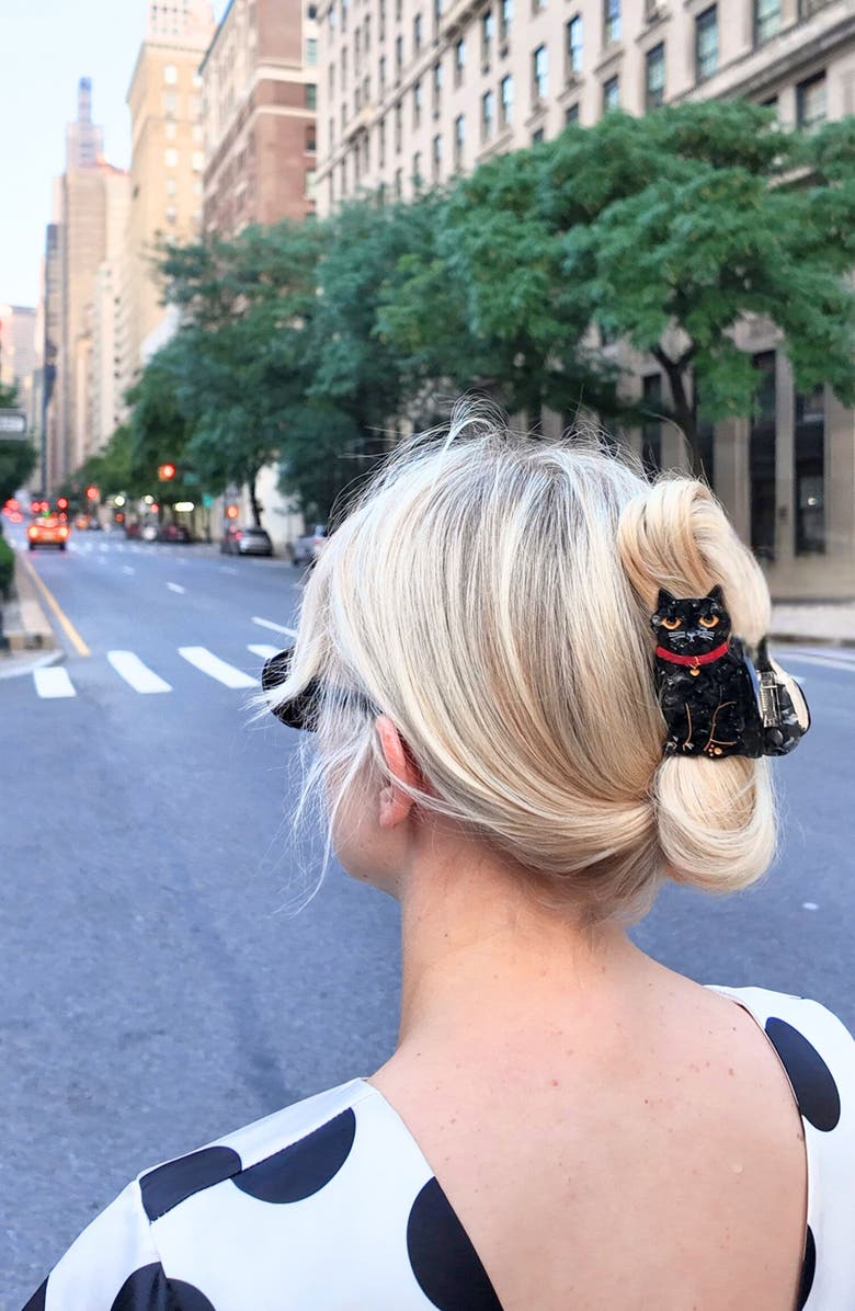 Solar Eclipse Black Cat Claw Clip, Alternate, color, Black