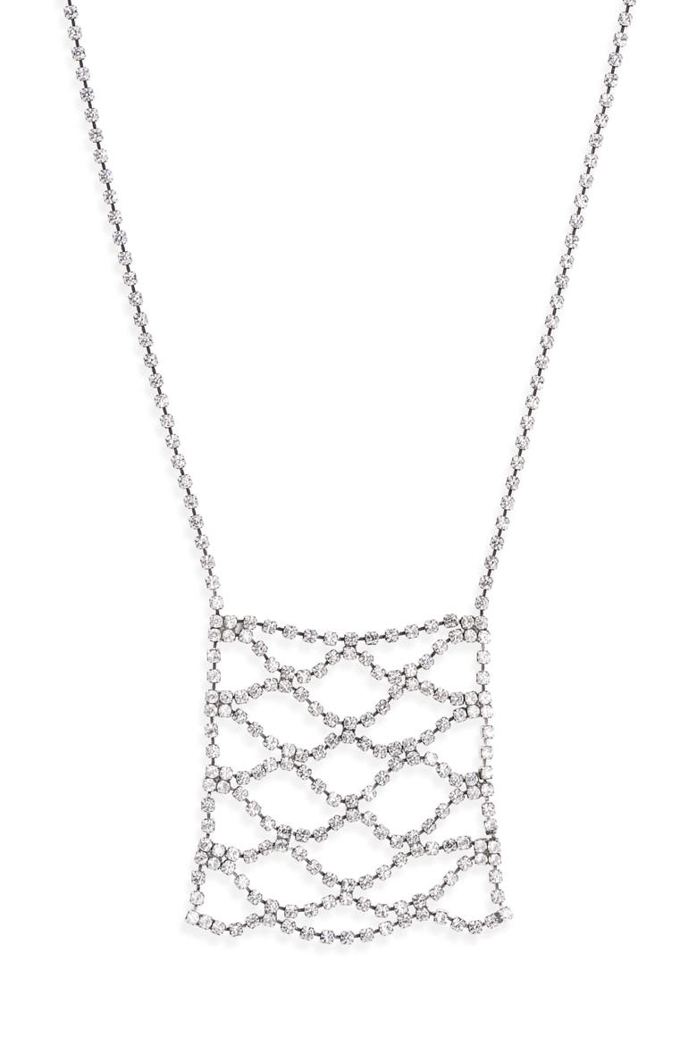 Glass Crystal Long Necklace, Alternate, color, TRANSPARENT/ SILVER TRSI