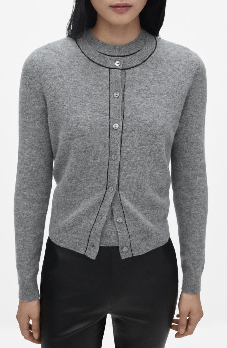 MANGO Crewneck Wool Cardigan, Main, color, 