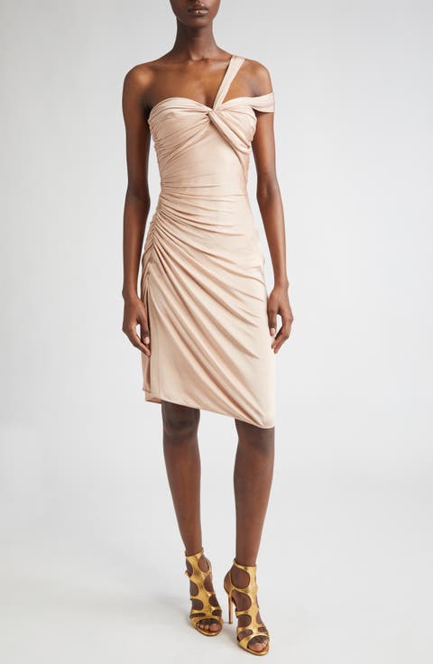 One-Shoulder Twist Front Jersey Minidress