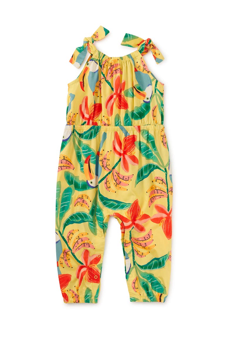 Tea Collection Tie Shoulder Baby Romper, Main, color, Toucan Banana Tree