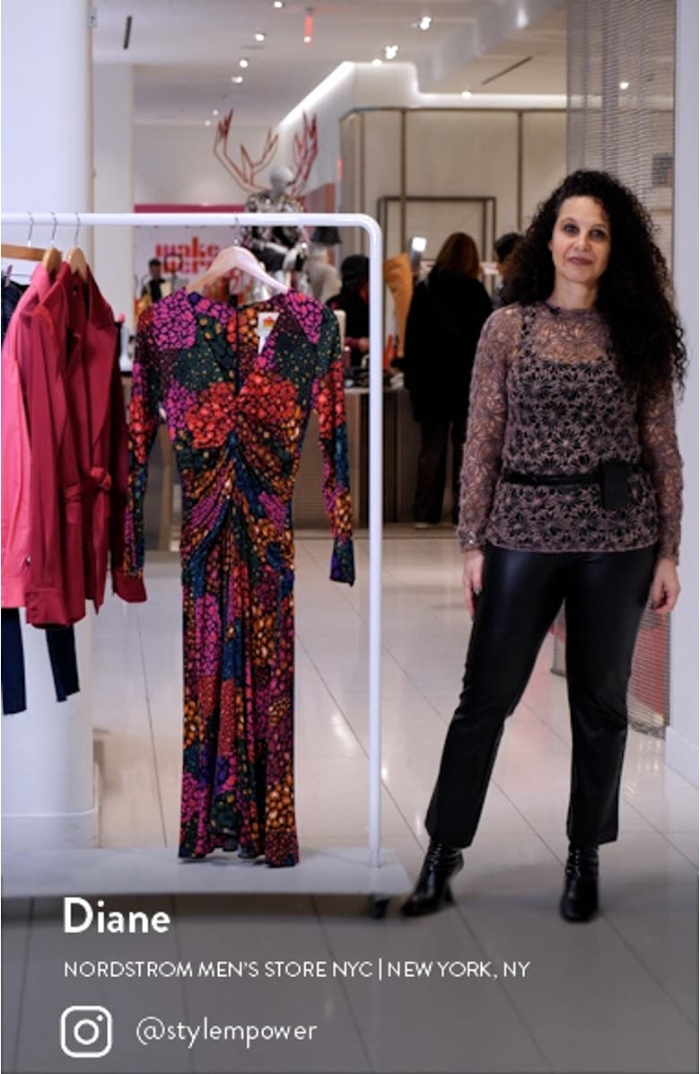 Rainbow Hearts Ruched Long Sleeve Midi Dress, sales video thumbnail