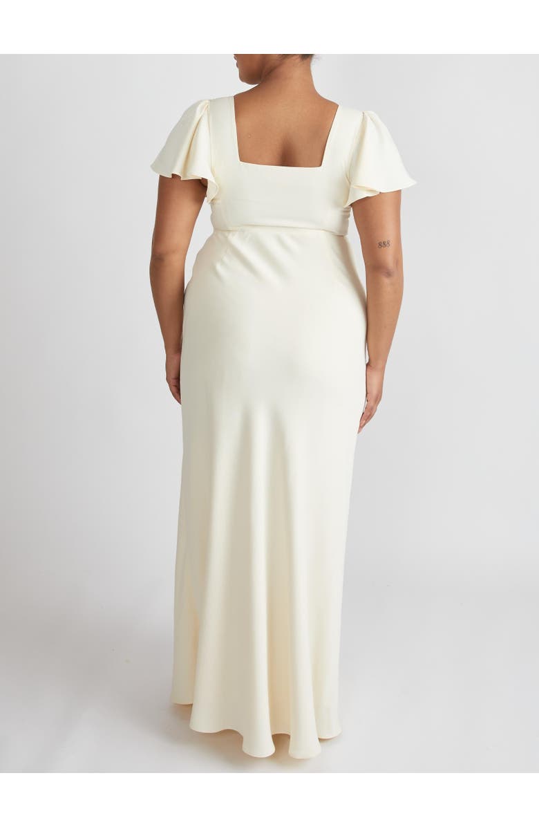 Six Stories Square Neck Crepe Bridesmaid Dress, Alternate, color, Almond