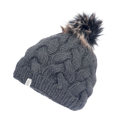 Boheme Cable Beanie w/ Faux Fur Pom