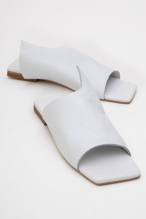 Forever & Always Shoes Orianna Leather Slide Sandal In White