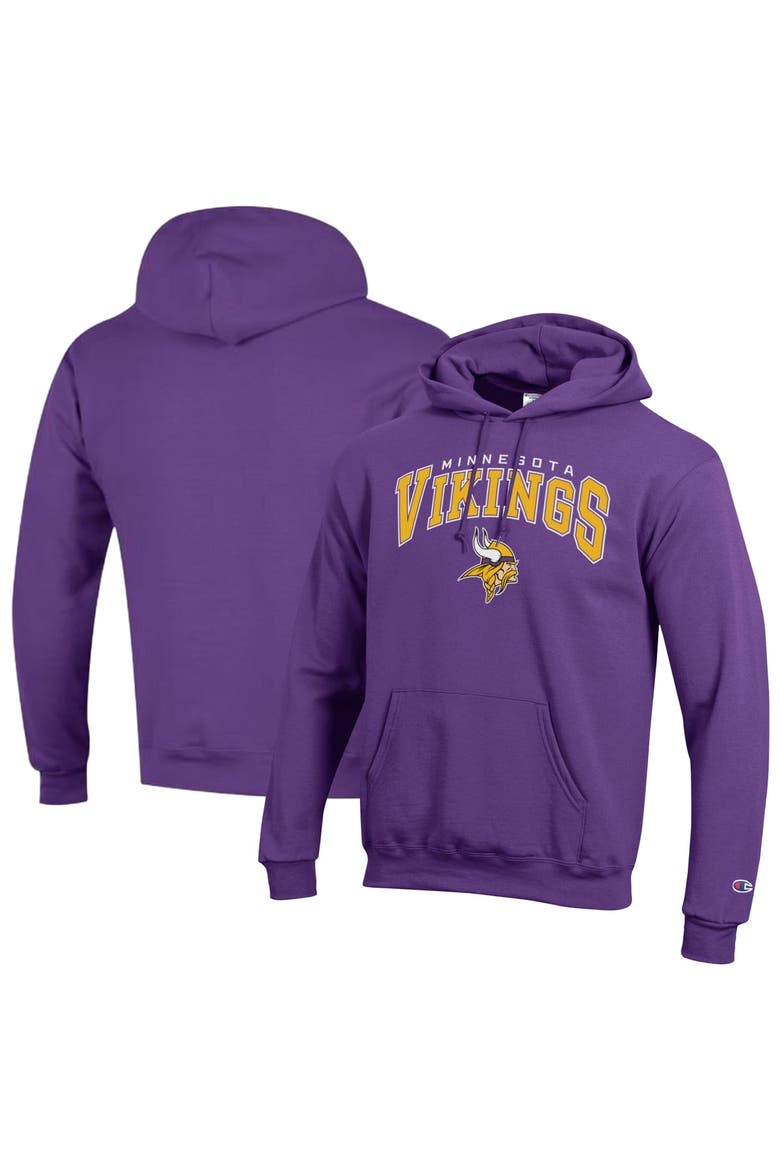 Men's Champion Purple Minnesota Vikings Powerblend Arch over Logo Hoodie, Main, color, Purple