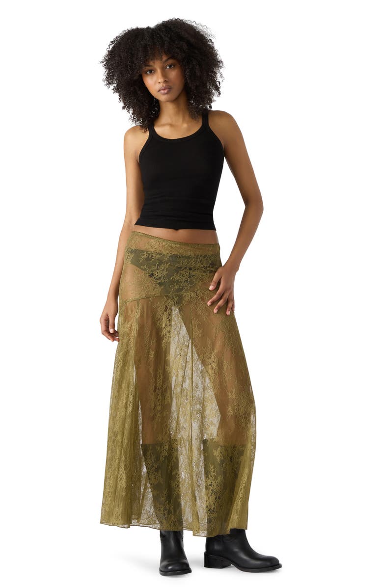 Steve Madden Veera Lace Maxi Skirt, Alternate, color, Deep Olive