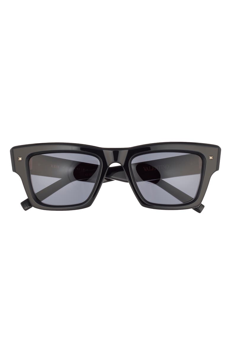 Valentino 50mm Square Sunglasses, Main, color, Black Black Grey