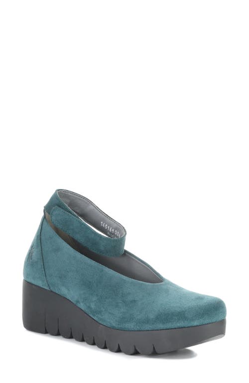Fly London Vily Ankle Strap Platform Wedge Pump In Blue