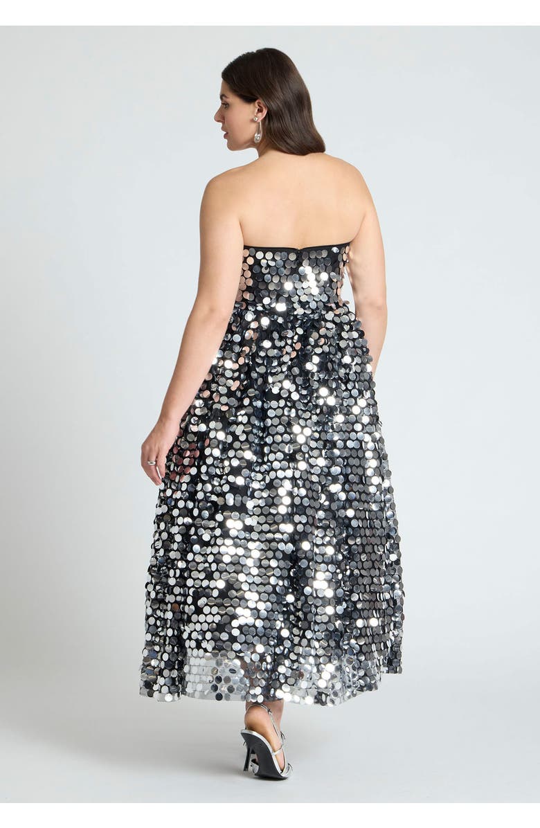 ELOQUII Paillette Dress With Big Skirt, Alternate, color, Silver