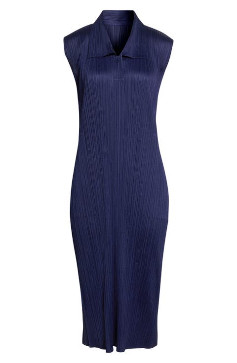 Monthly Colors May Pleated Sleeveless Midi Polo Dress