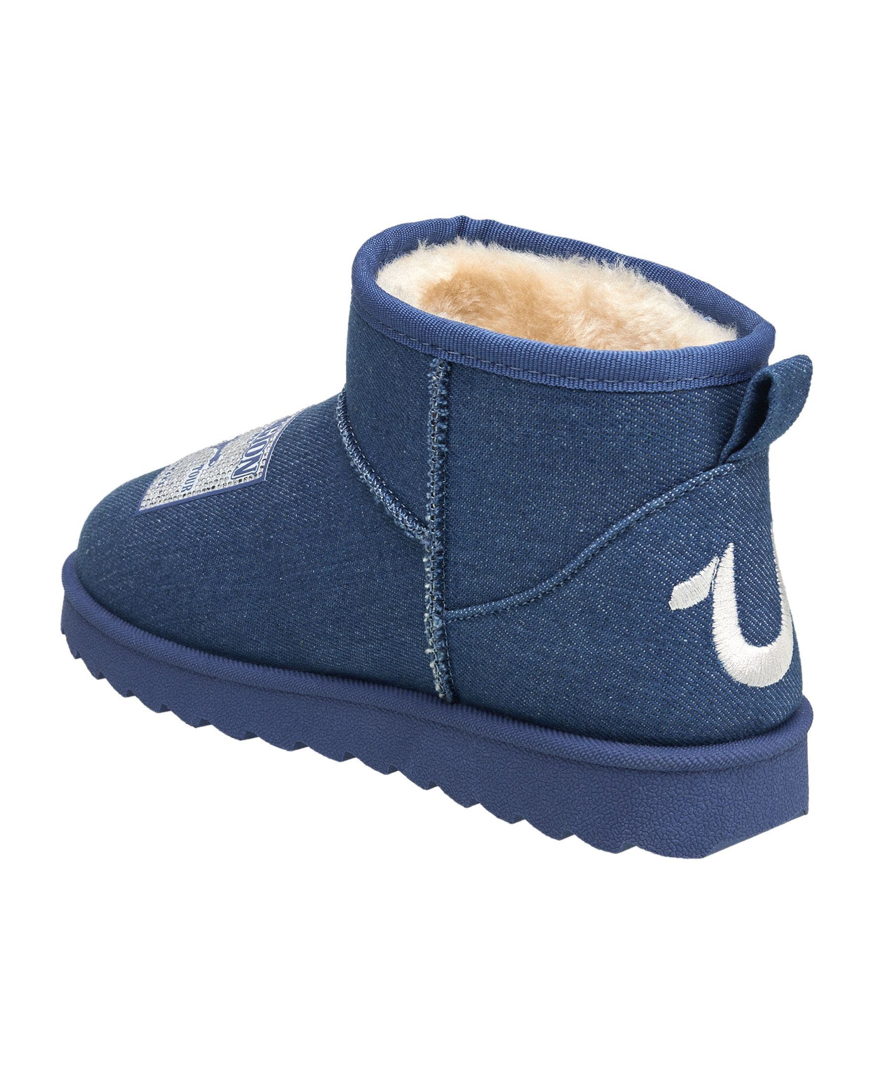 Zara Faux Suede Patch Logo Boot, Alternate, color, Denim