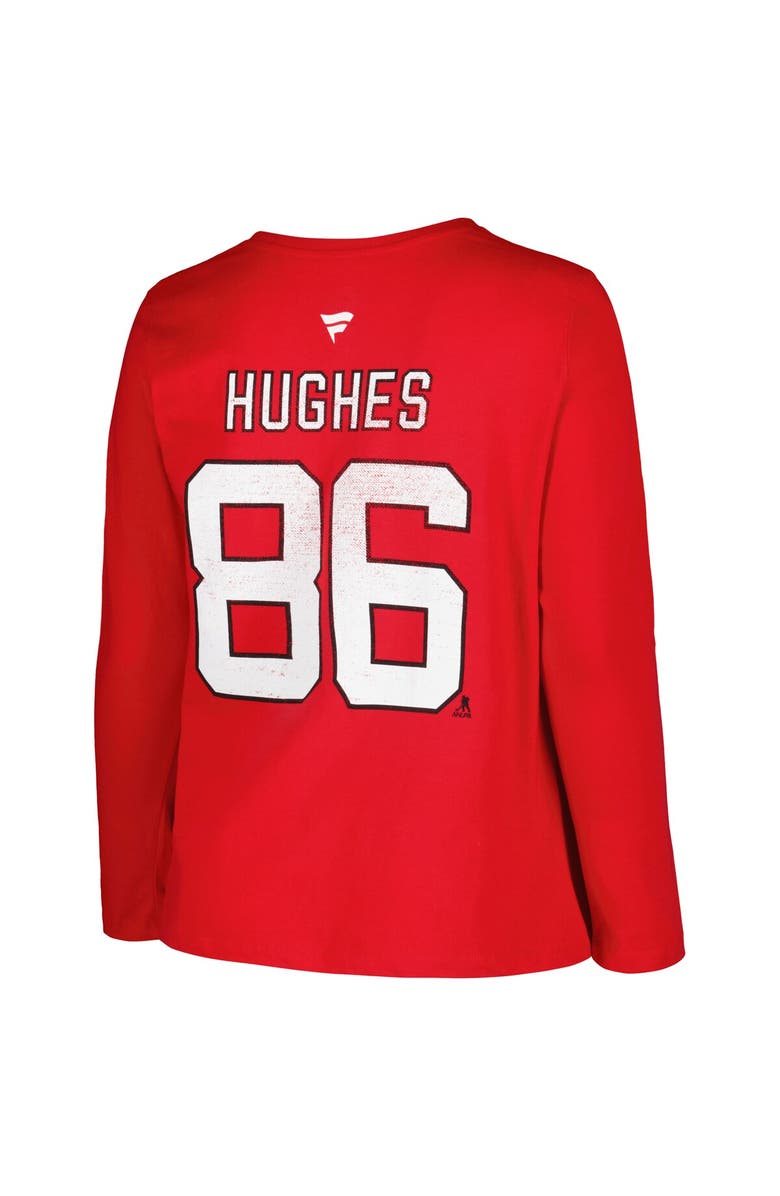 PROFILE Women's Profile Jack Hughes Red New Jersey Devils Plus Size Name & Number Long Sleeve T-Shirt, Alternate, color, Red