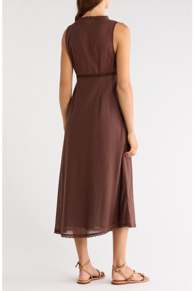 Lace Trim Midi Dress, Alternate, color, CHICORY COFFEE