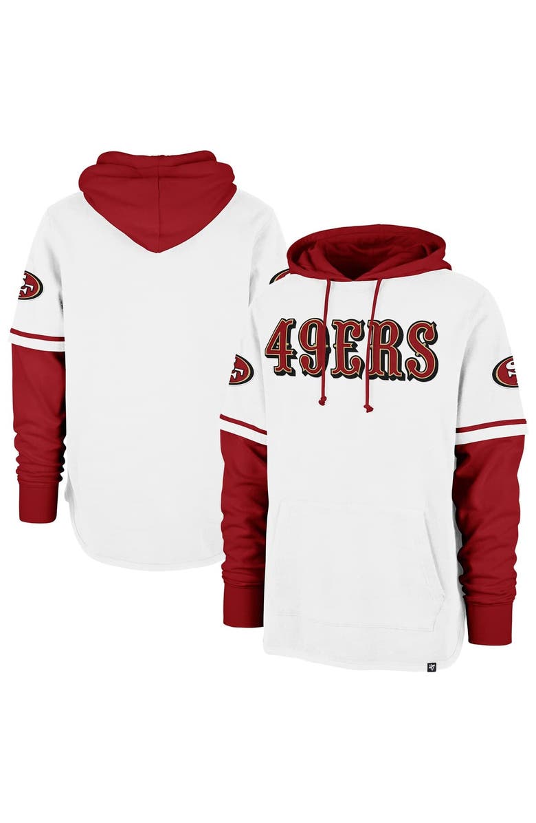 '47 Men's '47 White San Francisco 49ers Trifecta Shortstop Pullover Hoodie, Main, color, 