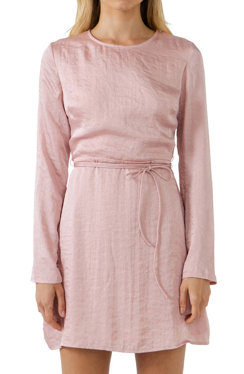 Endless Rose Long Sleeve A-Line Dress, Alternate, color, 