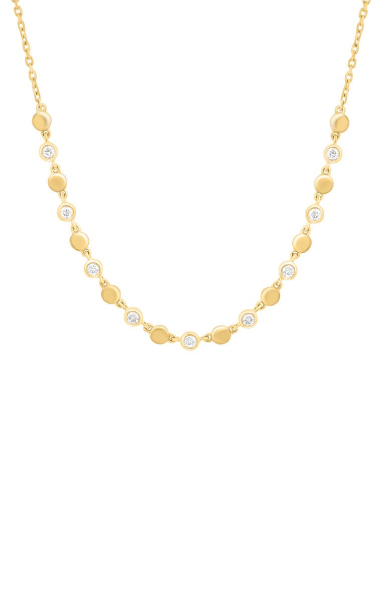 EFFY 14K Gold Plated Sterling Silver Diamond Frontal Necklace, Alternate, color, Gold