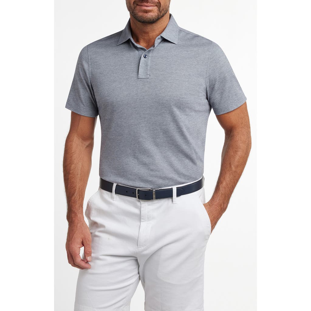 David Donahue Brushed Cotton Piqué Polo In Blue