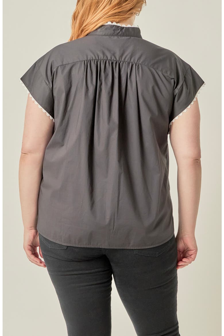 Scallop Trim Cotton Top, Alternate, color, BLACK/ WHITE