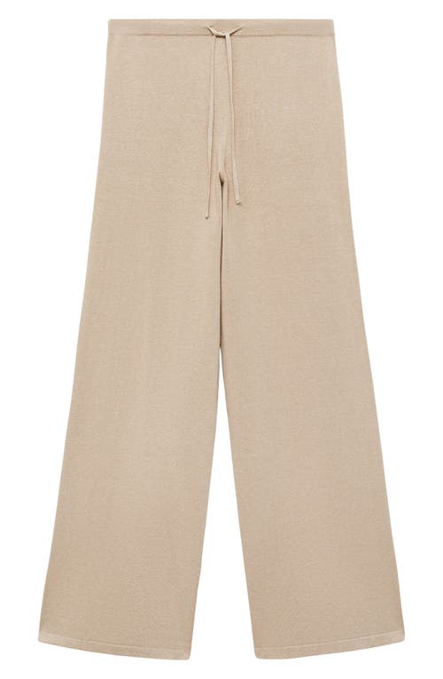 Mango Knit Drawstring Straight Leg Pants In Neutral