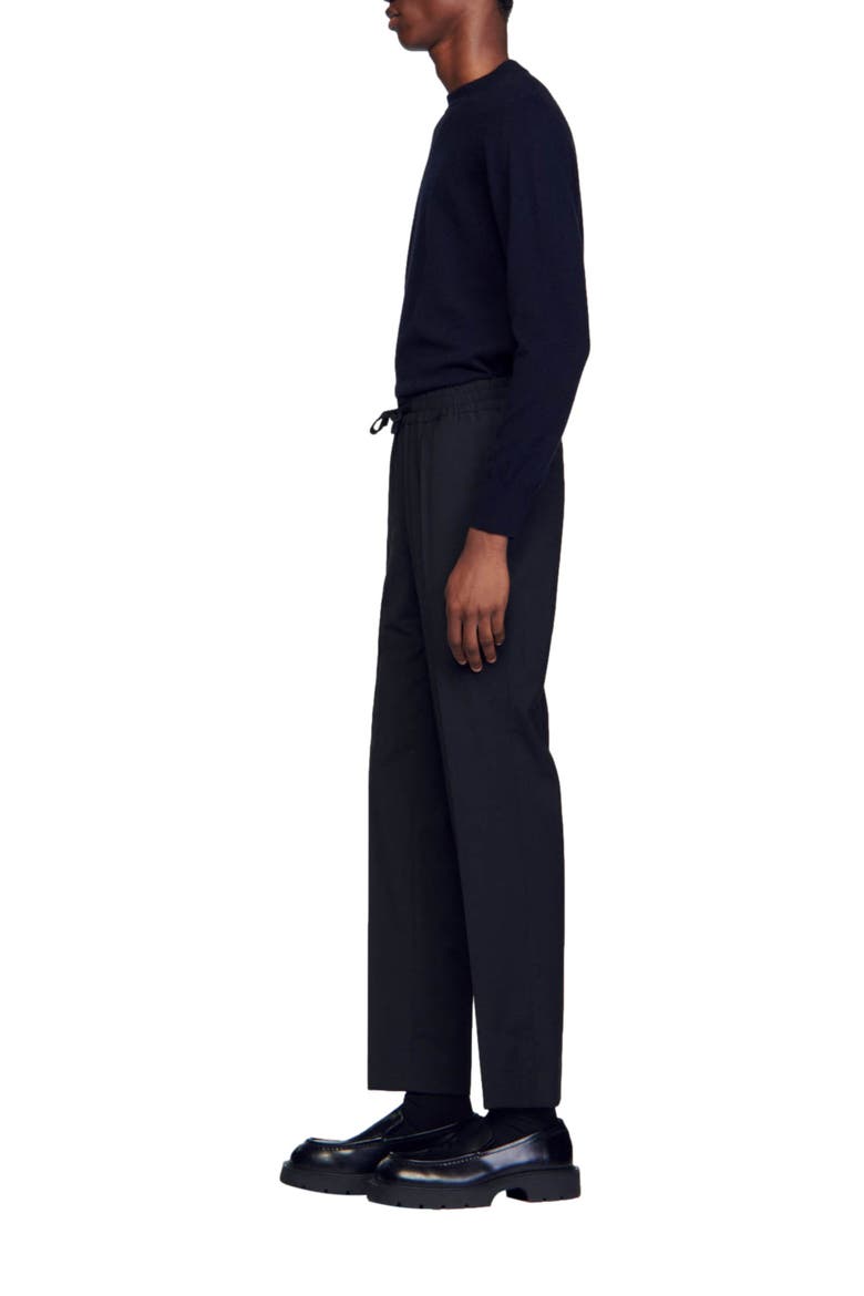 Elasticated straight-leg trousers, Alternate, color, Black