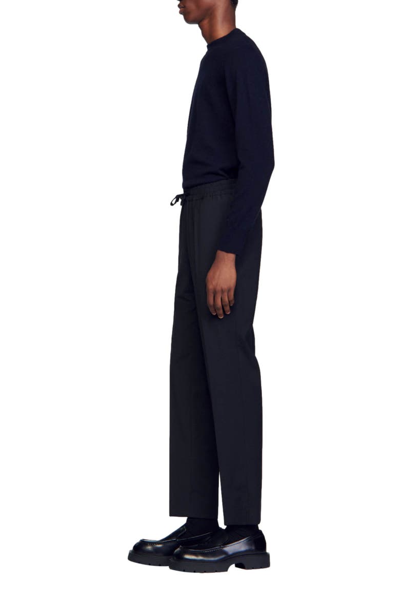 SANDRO Elasticated straight-leg trousers, Alternate, color, Black