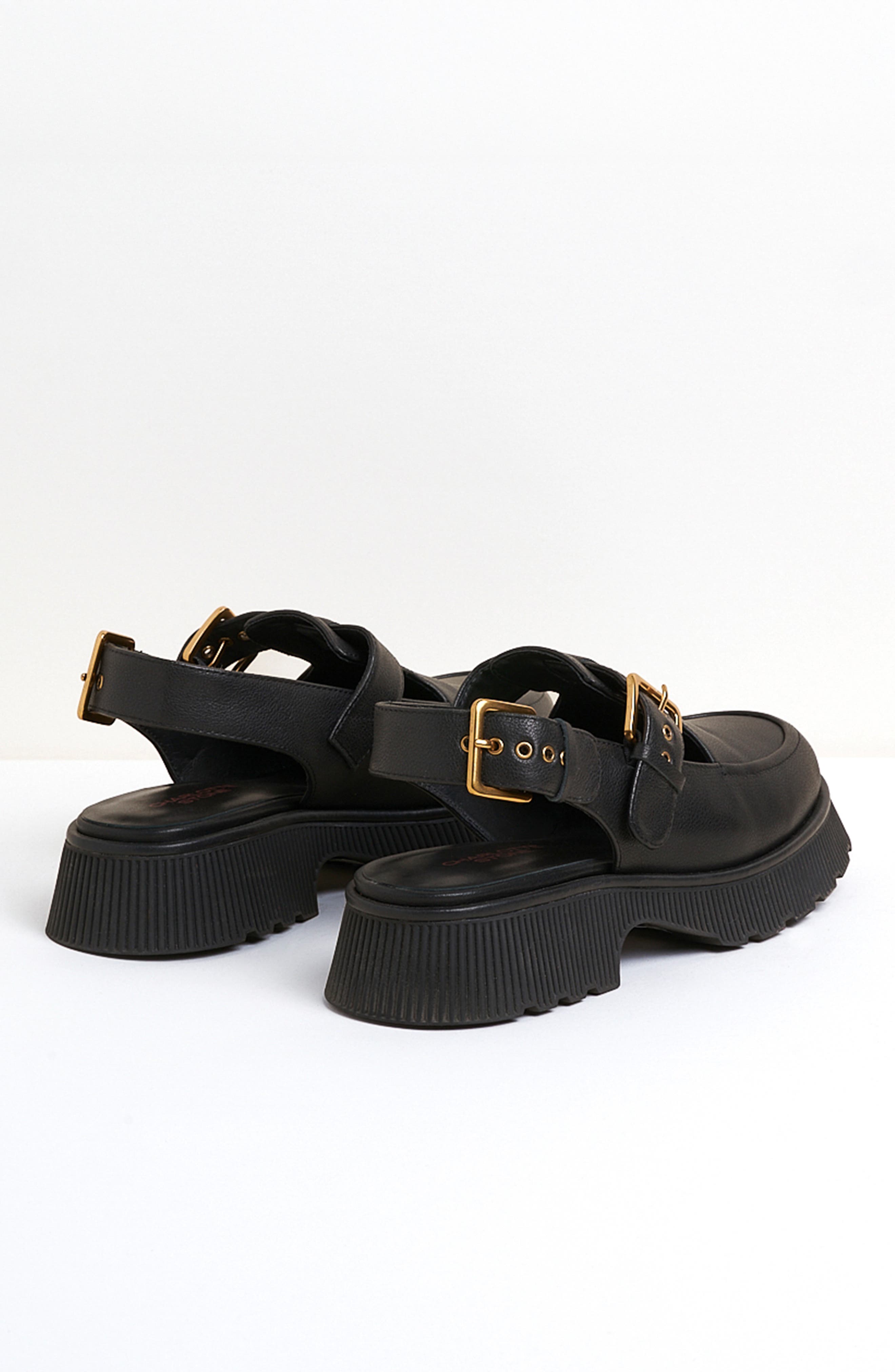 Charlotte Stone Aubrey Slingback Lug Sole Loafer, Alternate, color, Black