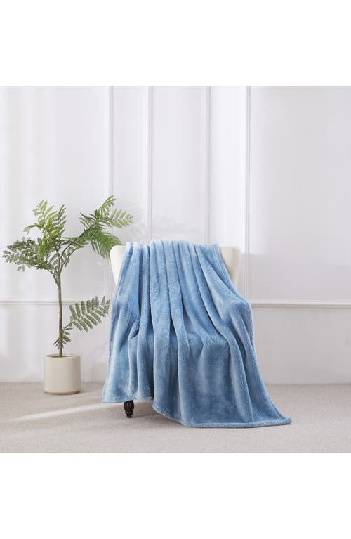 Bcbg Oversize High Pile Fleece Throw Blanket In Blue