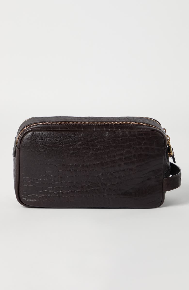 Brunello Cucinelli Grain leather beauty case, Alternate, color, Brown