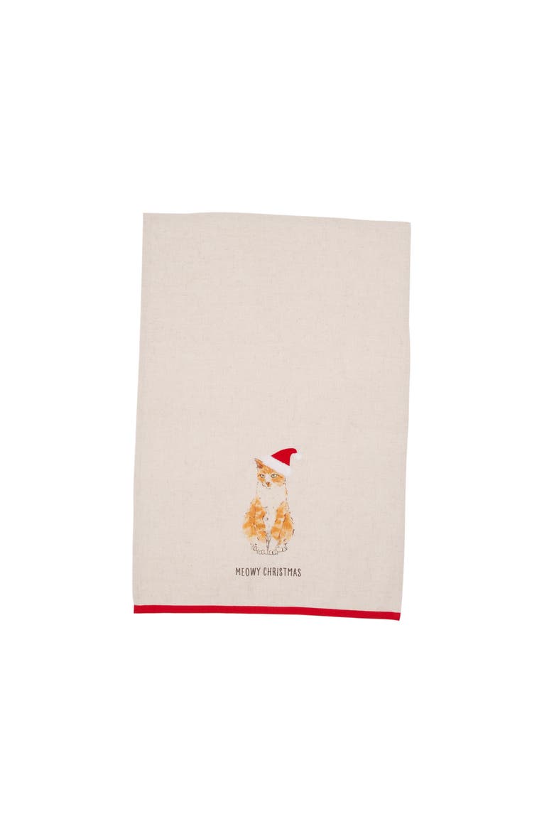 Meowy Christmas Orange Cat Pet Forever Towel, Alternate, color, Orange