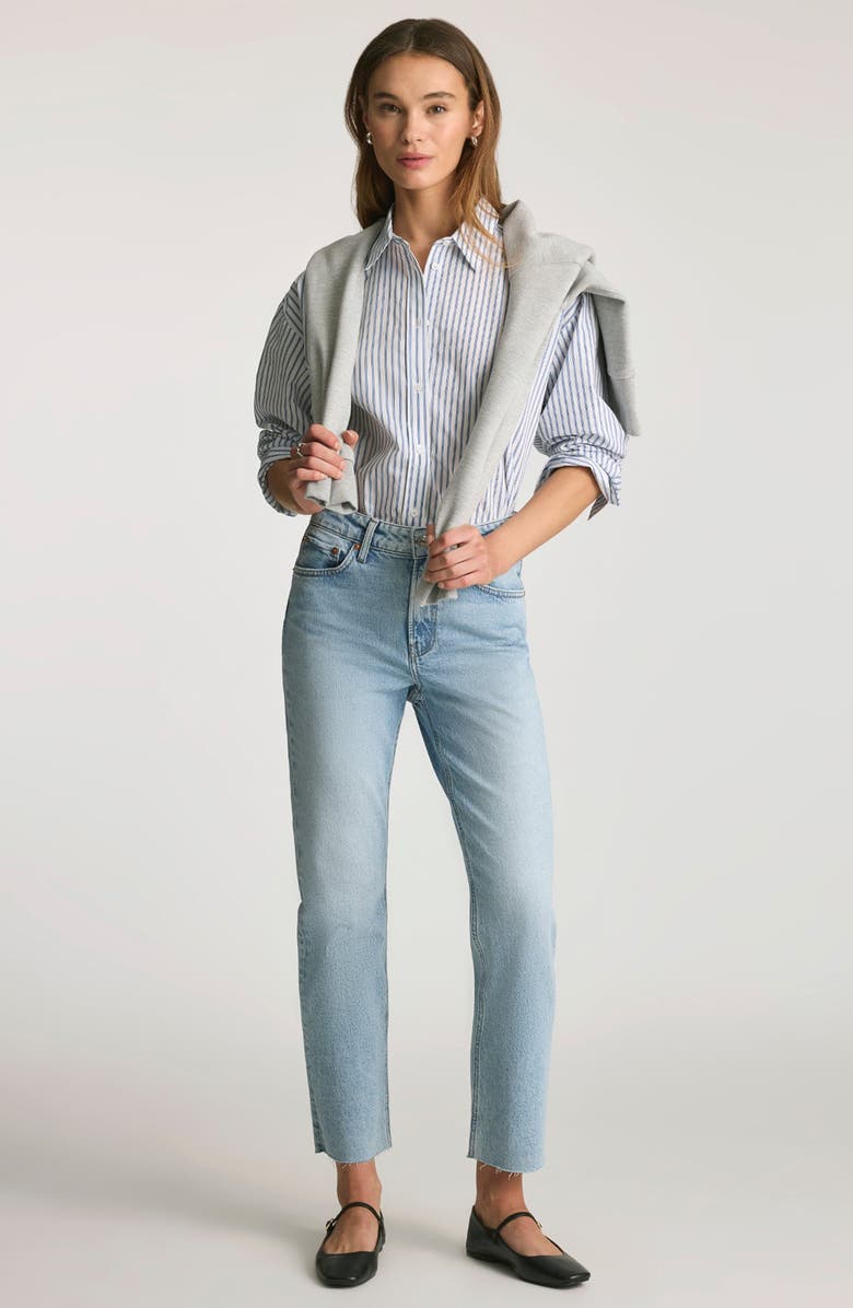 Mavi Jeans New York Raw Hem High Waist Ankle Straight Leg Jeans, Alternate, color, 