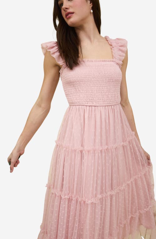 BLU PEPPER BLU PEPPER MESH SMOCKED TIERED MIDI DRESS