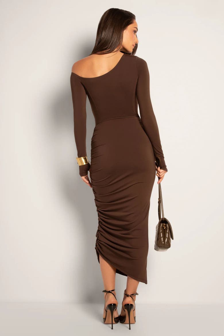 Mega Sculpting One-Shoulder Long Sleeve Top, Alternate, color, Slinky Espresso