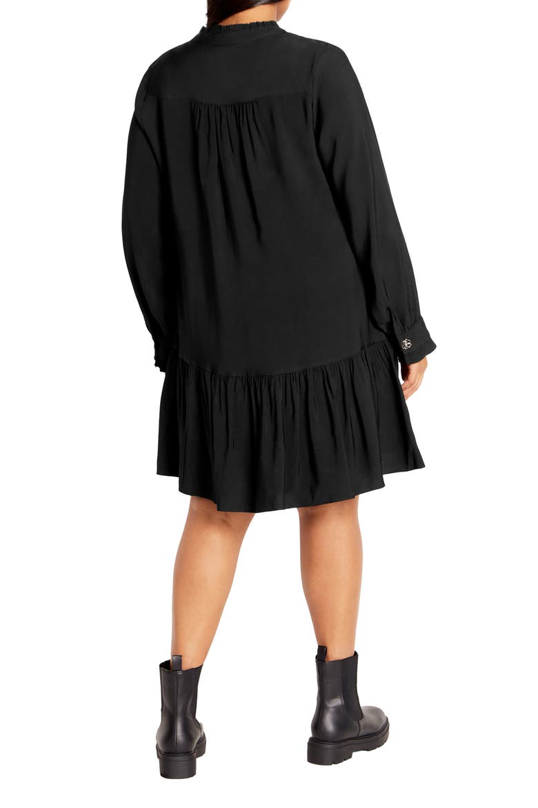 Vita Long Sleeve Ruffle Hem Dress, Alternate, color, BLACK