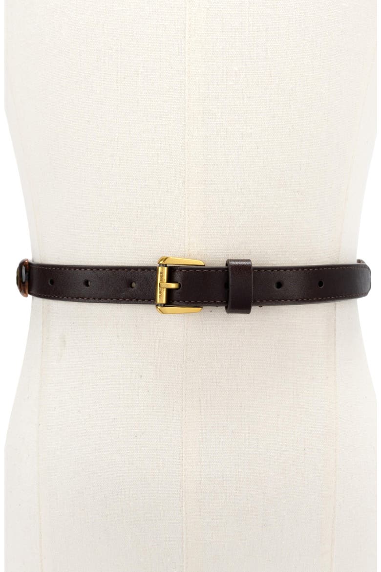 Ophelia Studded Leather Skinny Belt, Alternate, color, BROWN