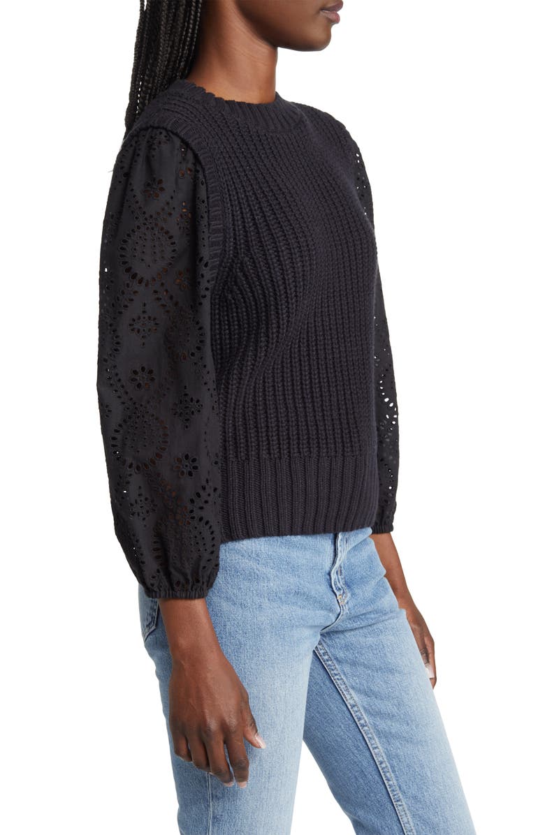 Rails Dhalia Eyelet Sleeve Sweater, Alternate, color,