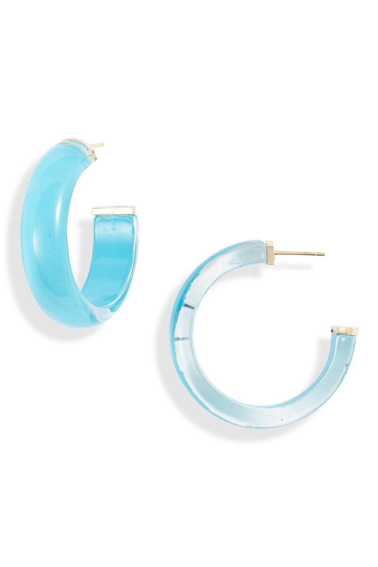 Argento Vivo Lucite® Hoop Earrings, Main, color, GOLD/ BLUE
