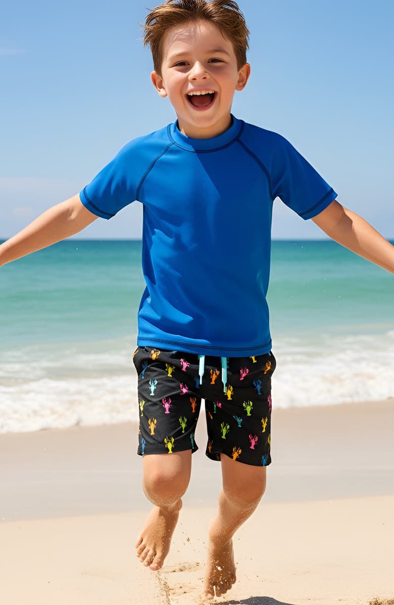 Limeapple Boys Multicolor Lobsters Print Board Shorts, Alternate, color, Multicolor