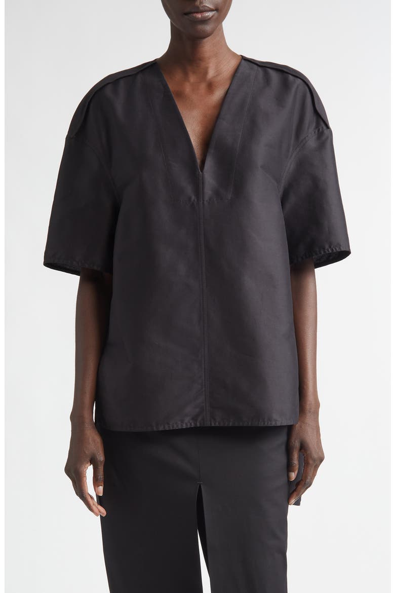 Island Oversize Cotton & Silk Sateen Top, Main, color, BLACK