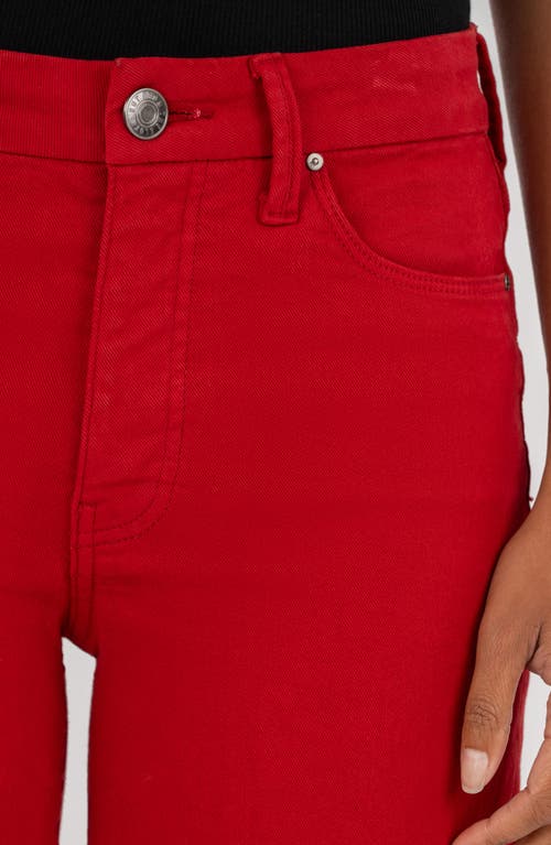 Kut From The Kloth Meg Fab Ab Raw Hem High Waist Ankle Wide Leg Jeans In Red