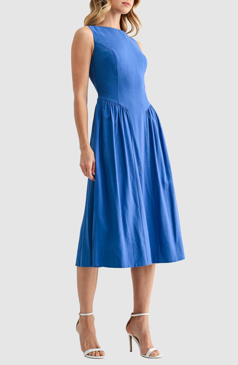 Mila Mae Sleeveless Back Bow Fit & Flare Midi Dress, Alternate, color, 