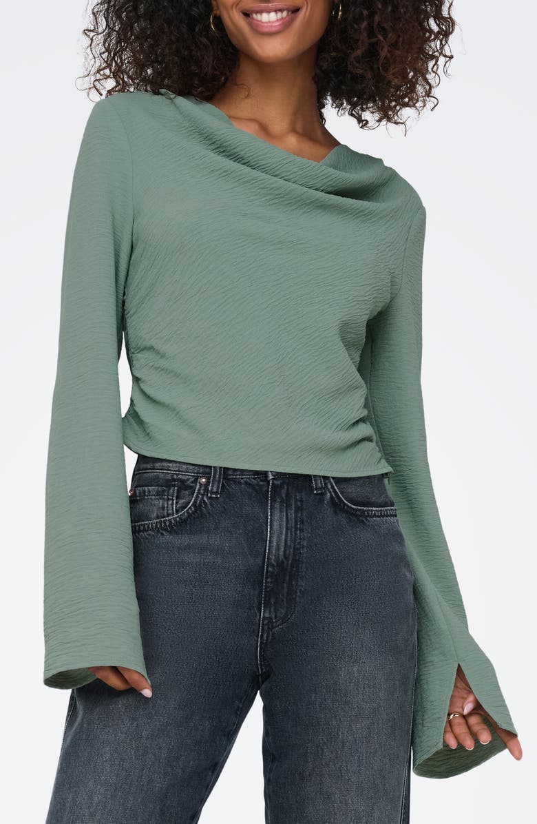 Only Mette Life Long Sleeve Waterfall Top, Main, color, Lily Pad