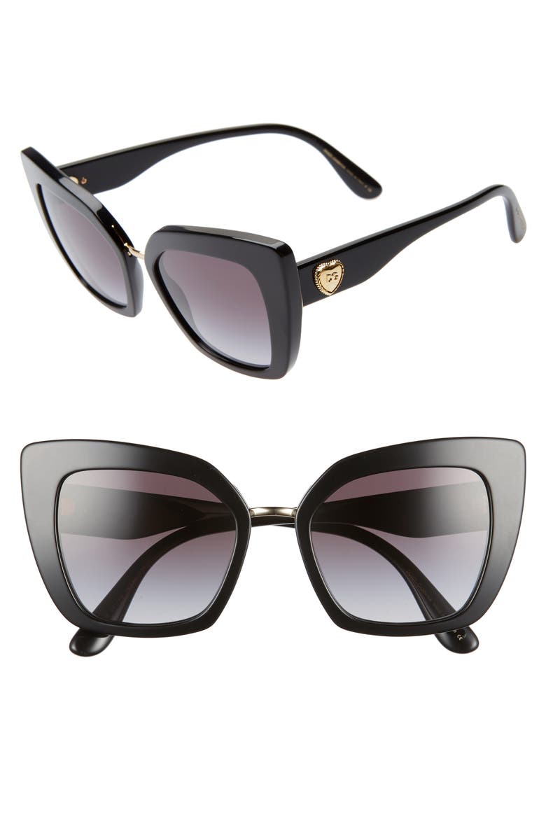 52mm Cat Eye Sunglasses, Main, color, BLACK