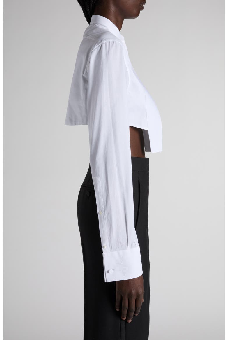 Bib Front Cotton Voile Crop Shirt, Alternate, color, AW002 WHITE